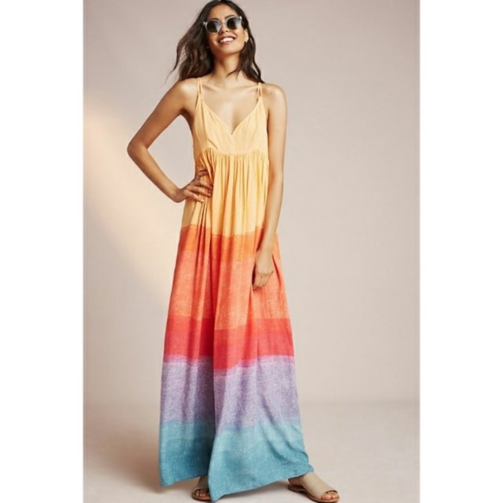 Carla Weeks Anthropologie Rainbow Maxi Dress